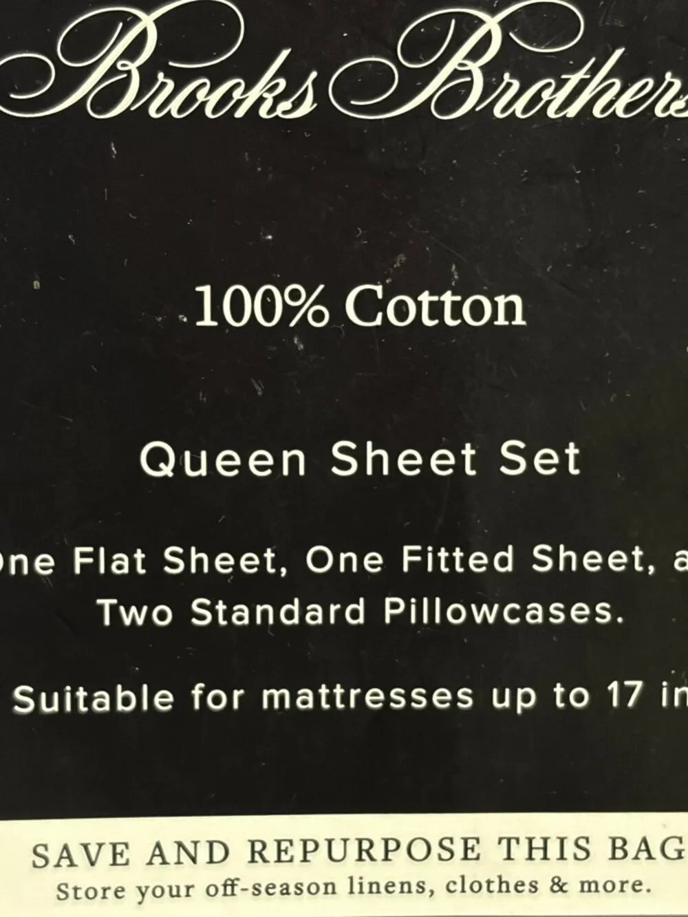 NEW Brooks Brothers Queen Size Cotton Sheet Set Blue / White Window Pane Plaid